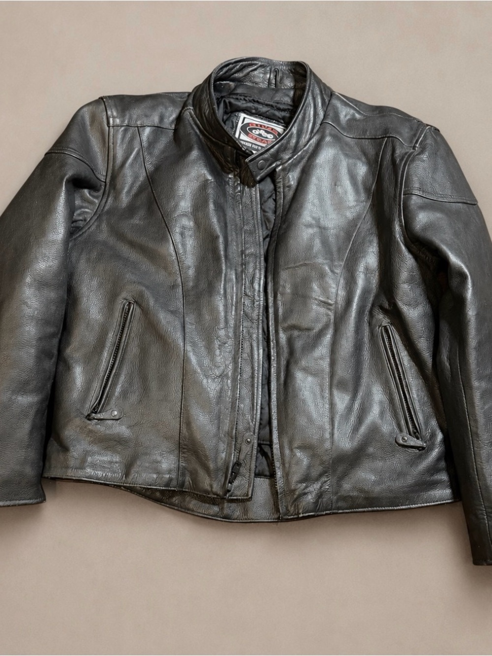 River Road Men’s Black Genuine Leather Motorcycle Biker Jacket Size 48